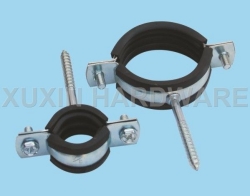 cushioned hose clamp with hanger bolt and welded screw